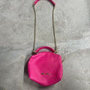 Betsey Johnson Pink Skull Studded Crossbody Bag With Gold Chain